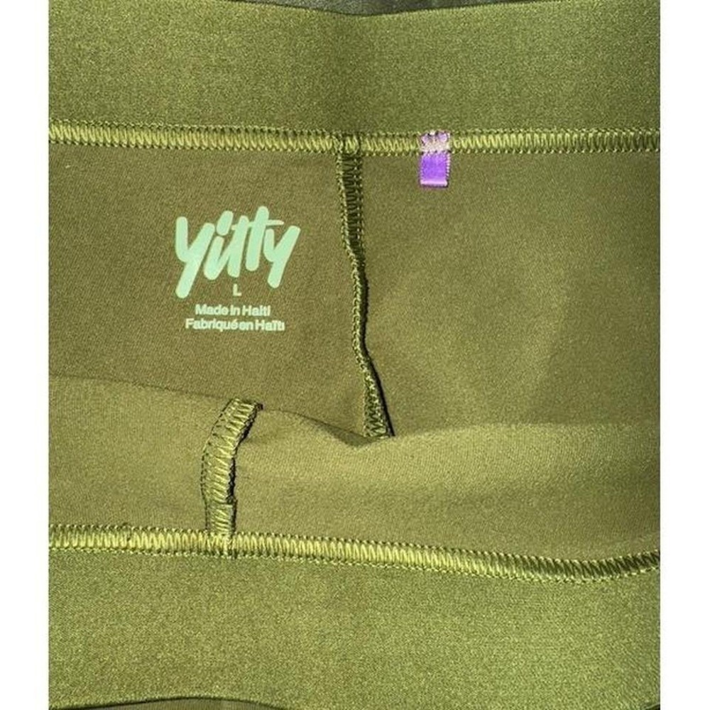 Yitty Womens Olive Green Logo Waistband Biker Shorts Size L - Picture 3 of 3